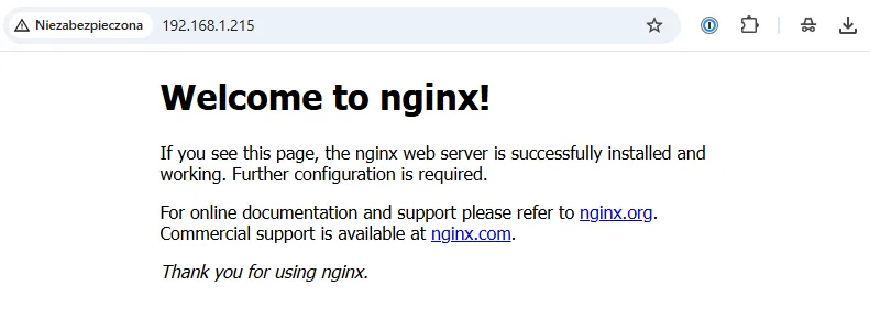 Pierwsze uruchomienie strony internetowej w Nginx.