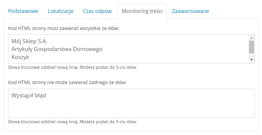 Monitoring treści na stronie